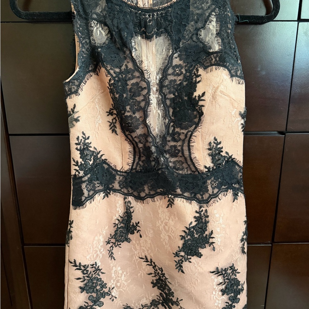 Topshop Black and Tan Lace Dress